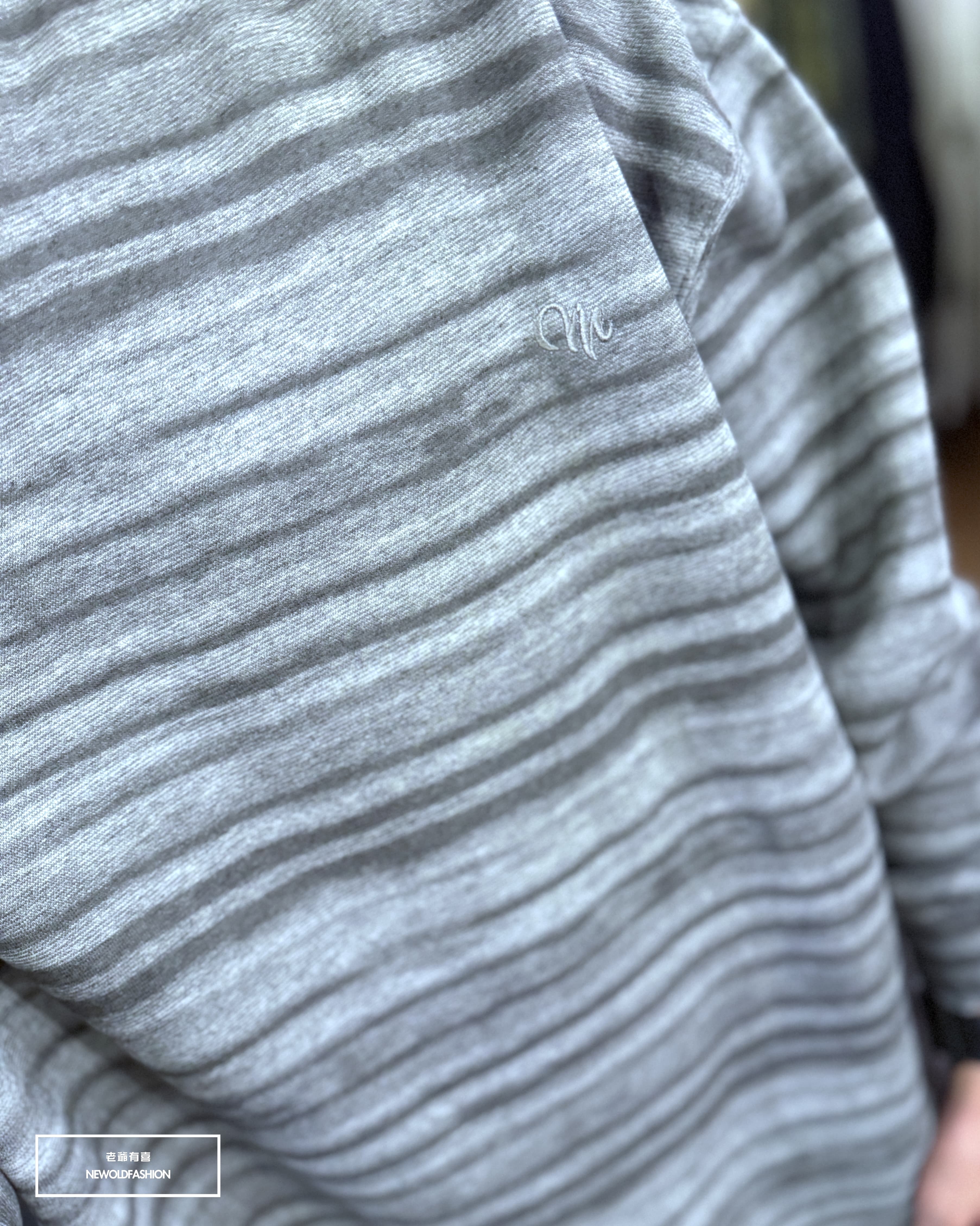 『新品上市』重磅雙色暈染條紋大學T(NOF2510D909)-灰