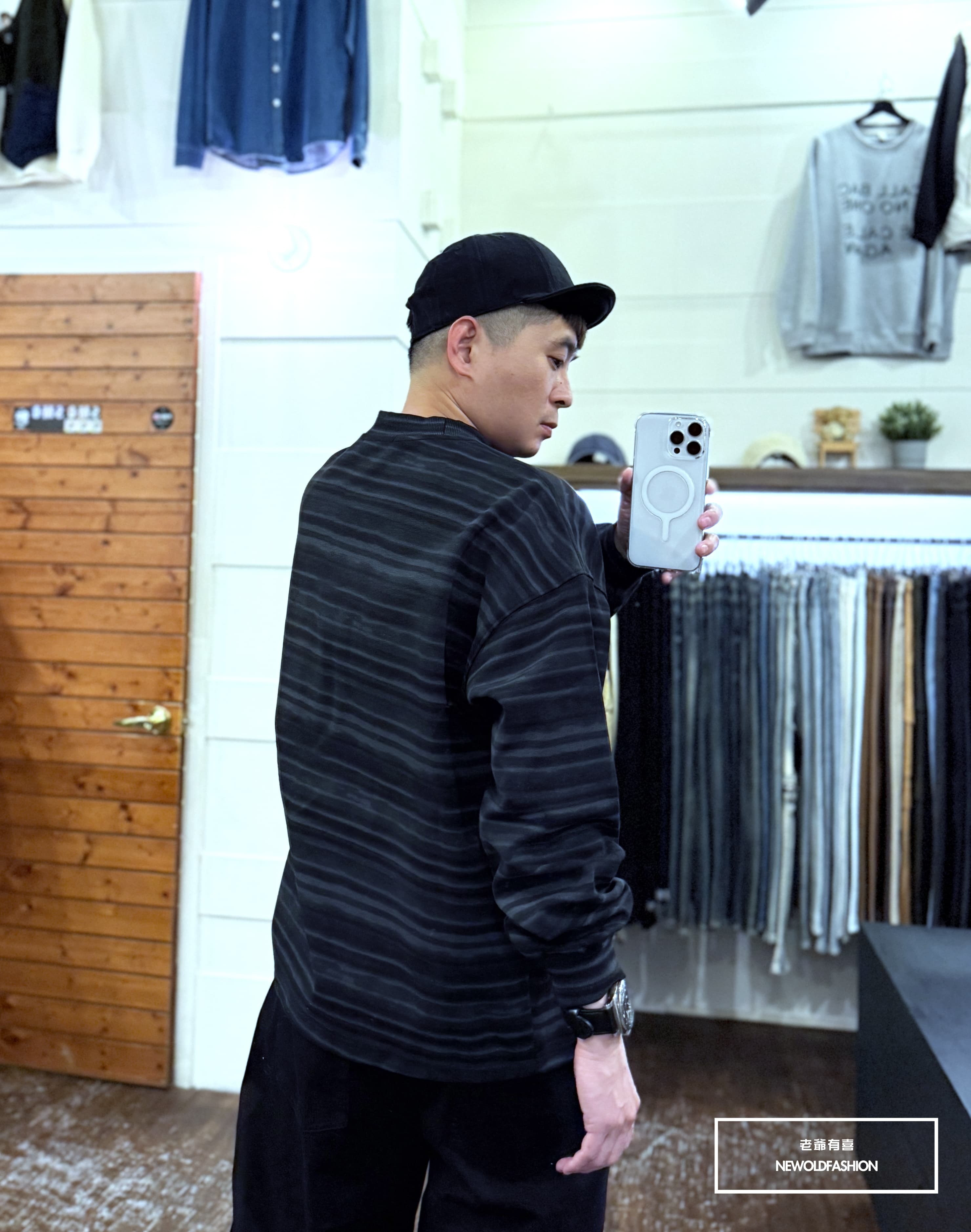 『新品上市』重磅雙色暈染條紋大學T(NOF2510D909)-黑