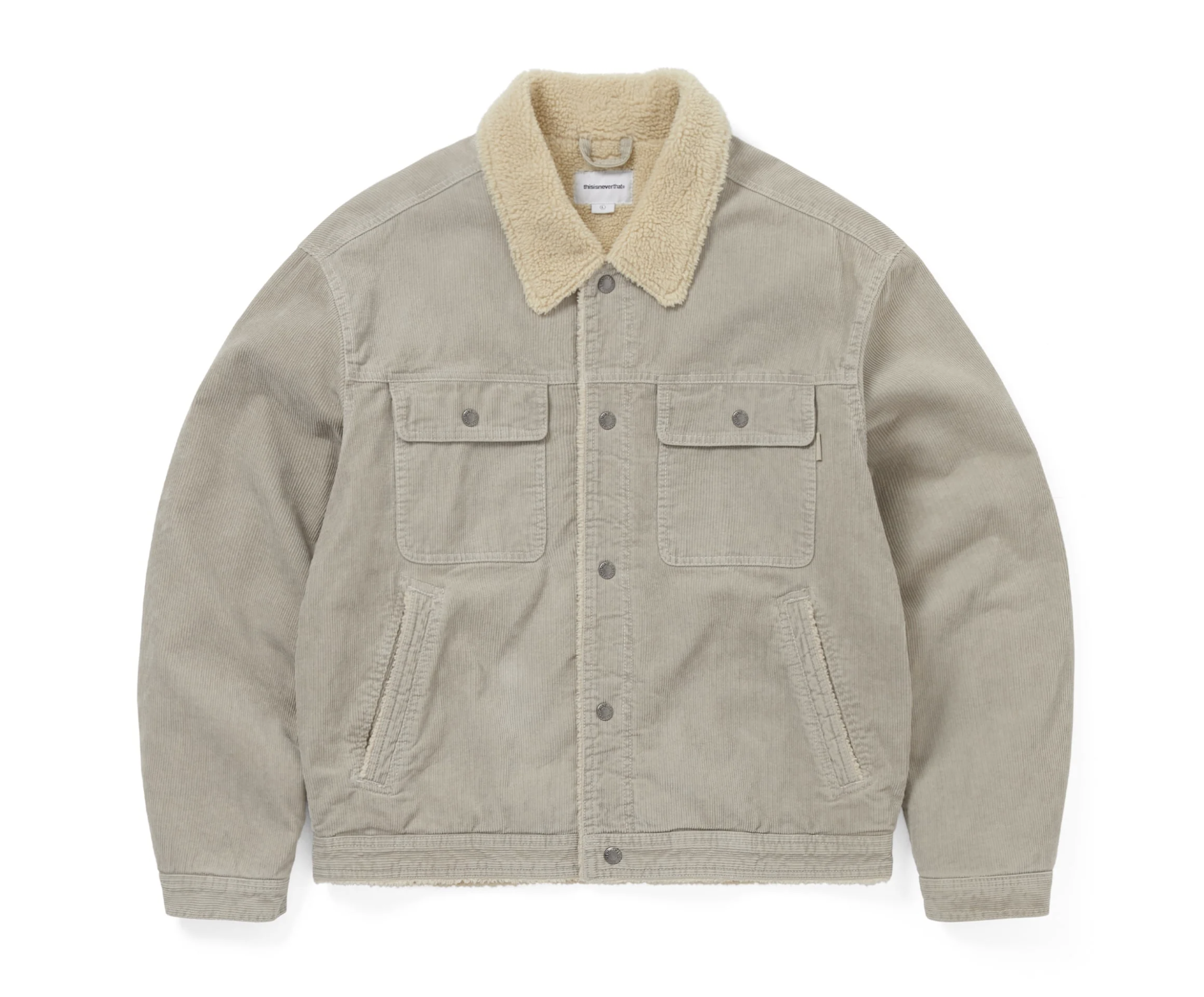 Thisisneverthat Sherpa Lined Corduroy Trucker Jacket- Stone