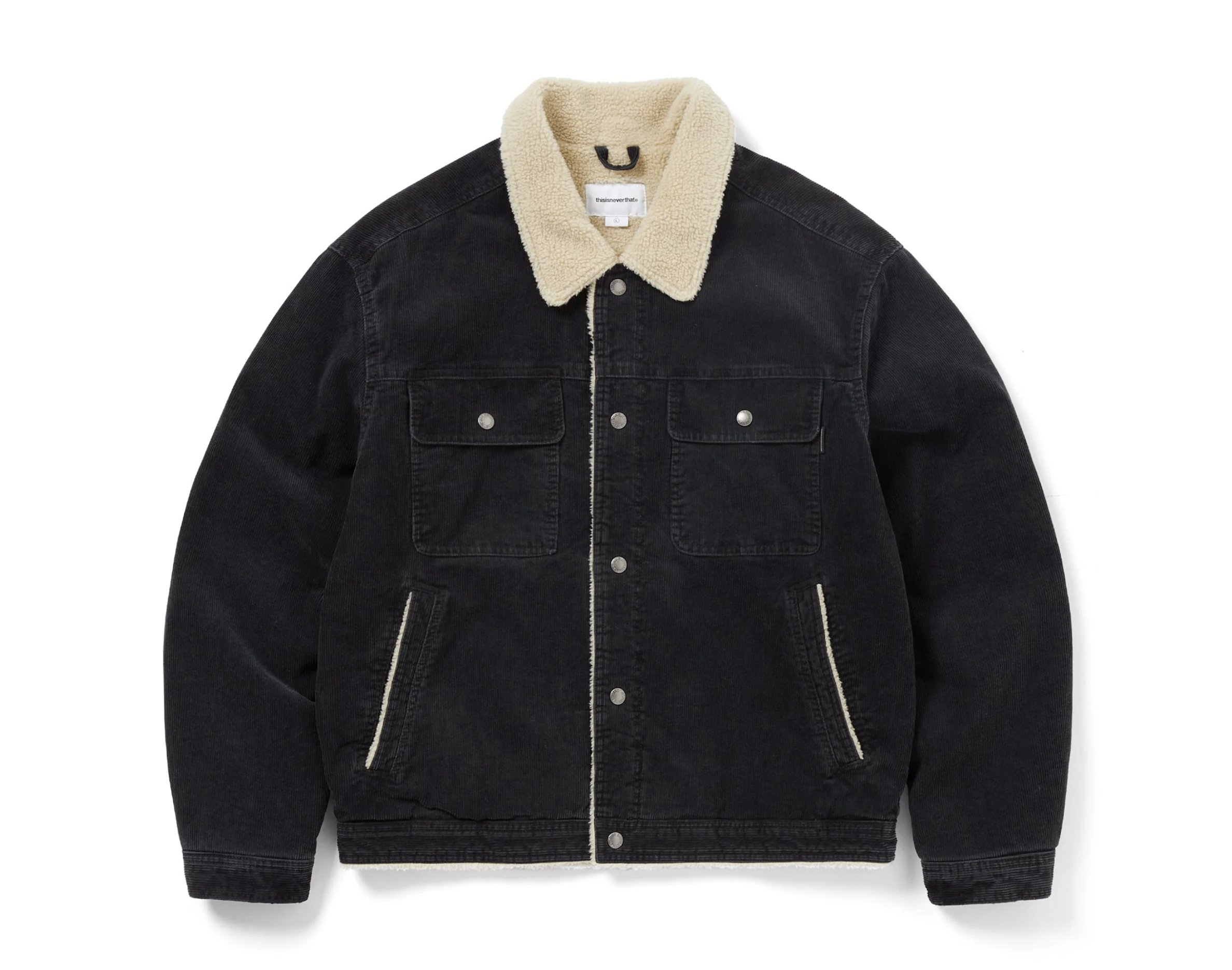 Thisisneverthat Sherpa Lined Corduroy Trucker Jacket- Black
