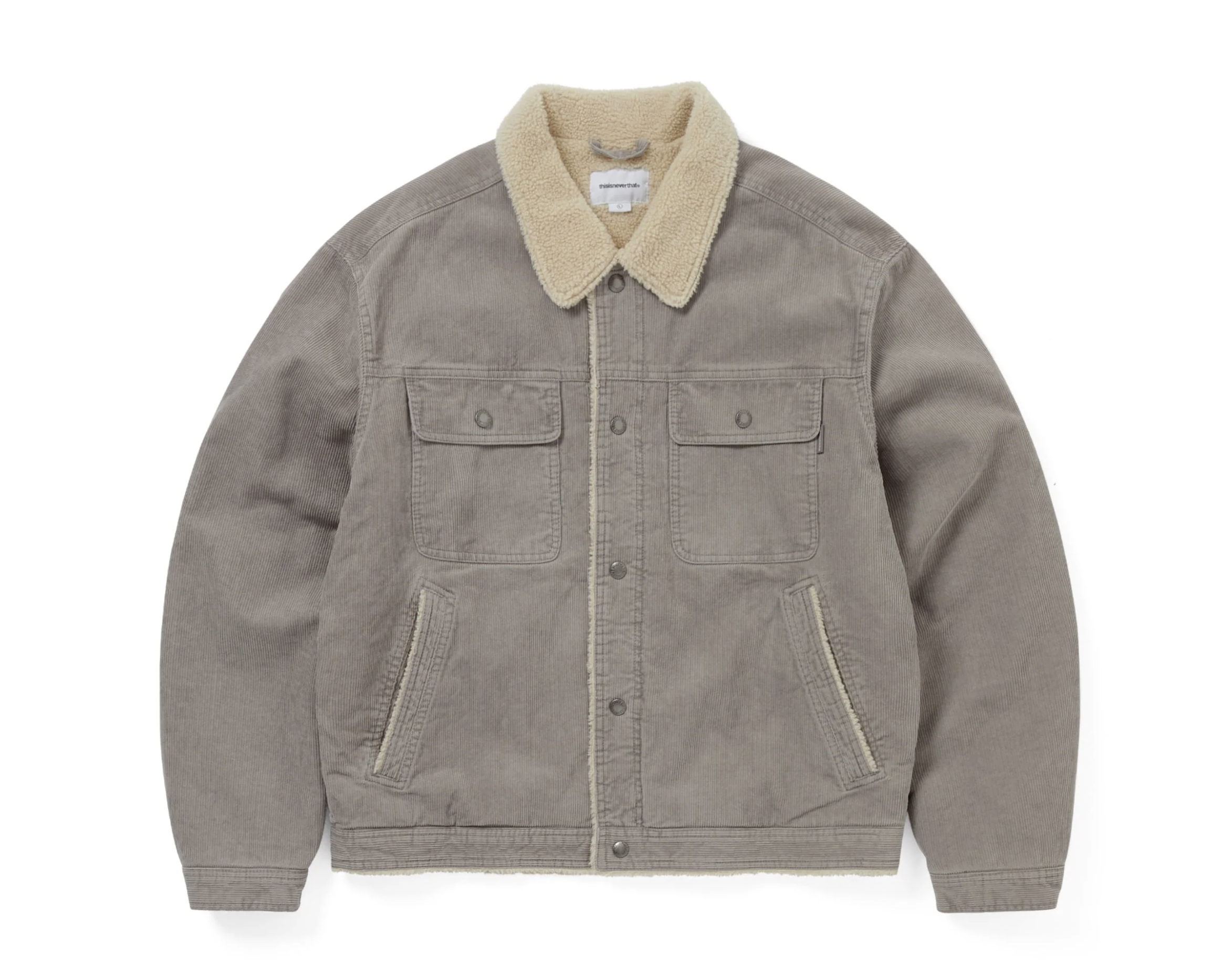Thisisneverthat Sherpa Lined Corduroy Trucker Jacket- Grey