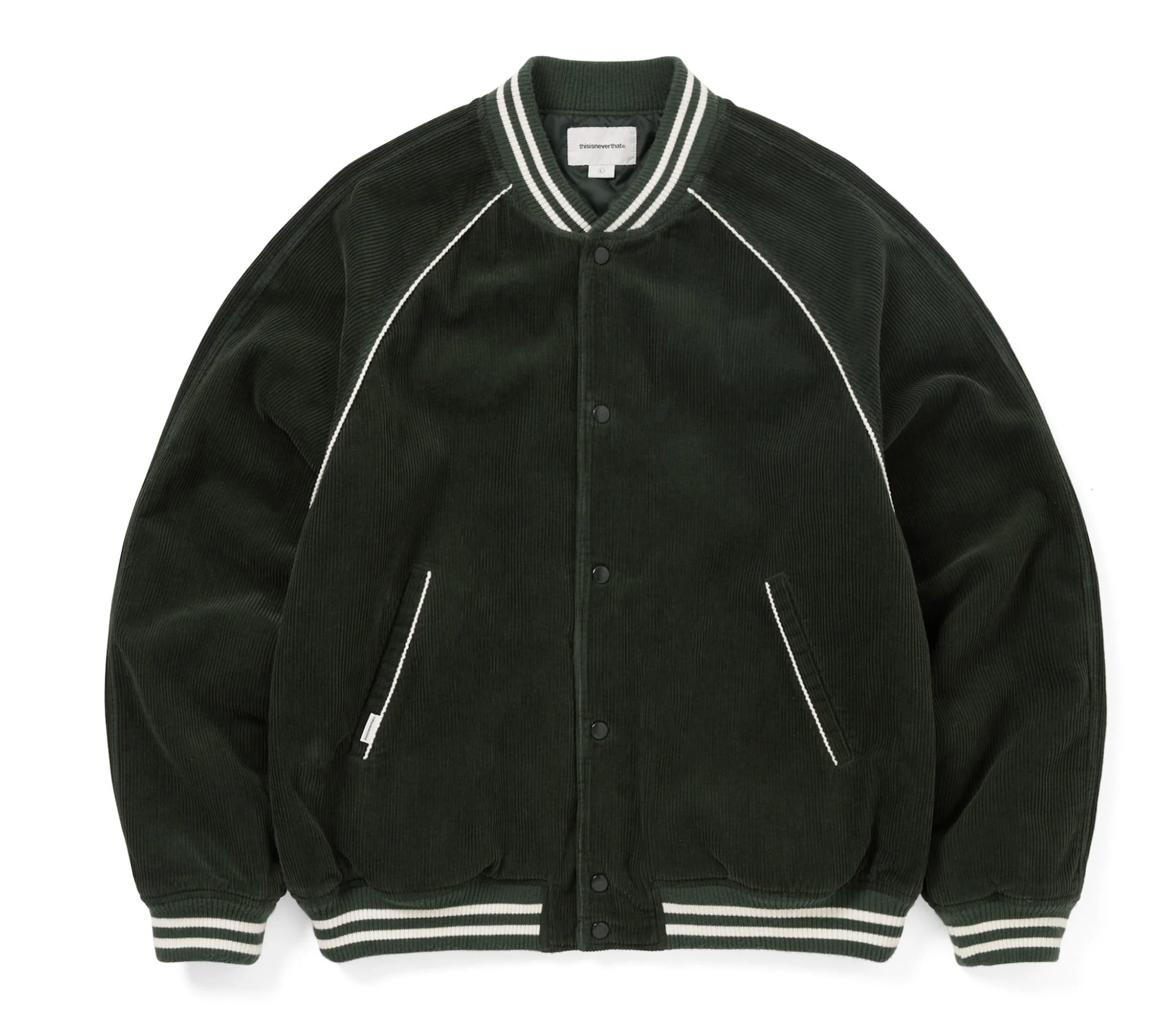 Thisisneverthat Corduroy Varsity Jacket- Green