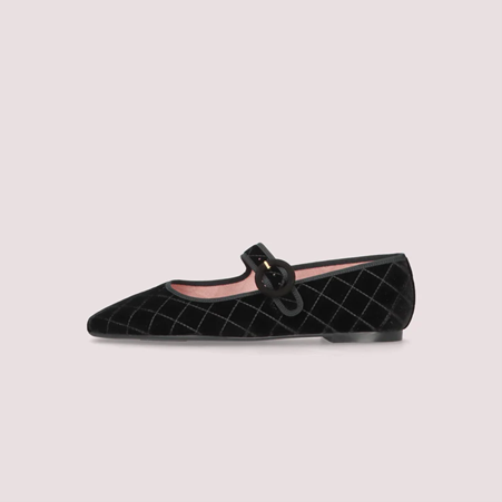 1PB0109-101 [PRETTY BALLERINAS] Camille Ballet Flats Black Fabric #51604_J (BR)