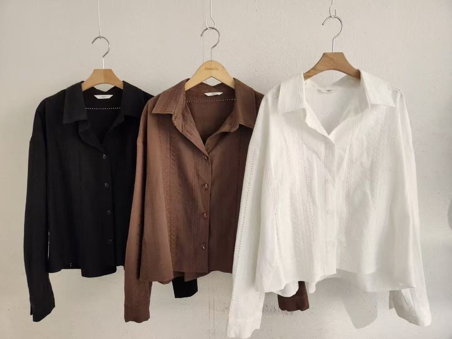 3185 正韓浪漫刺繡緹花襯衫