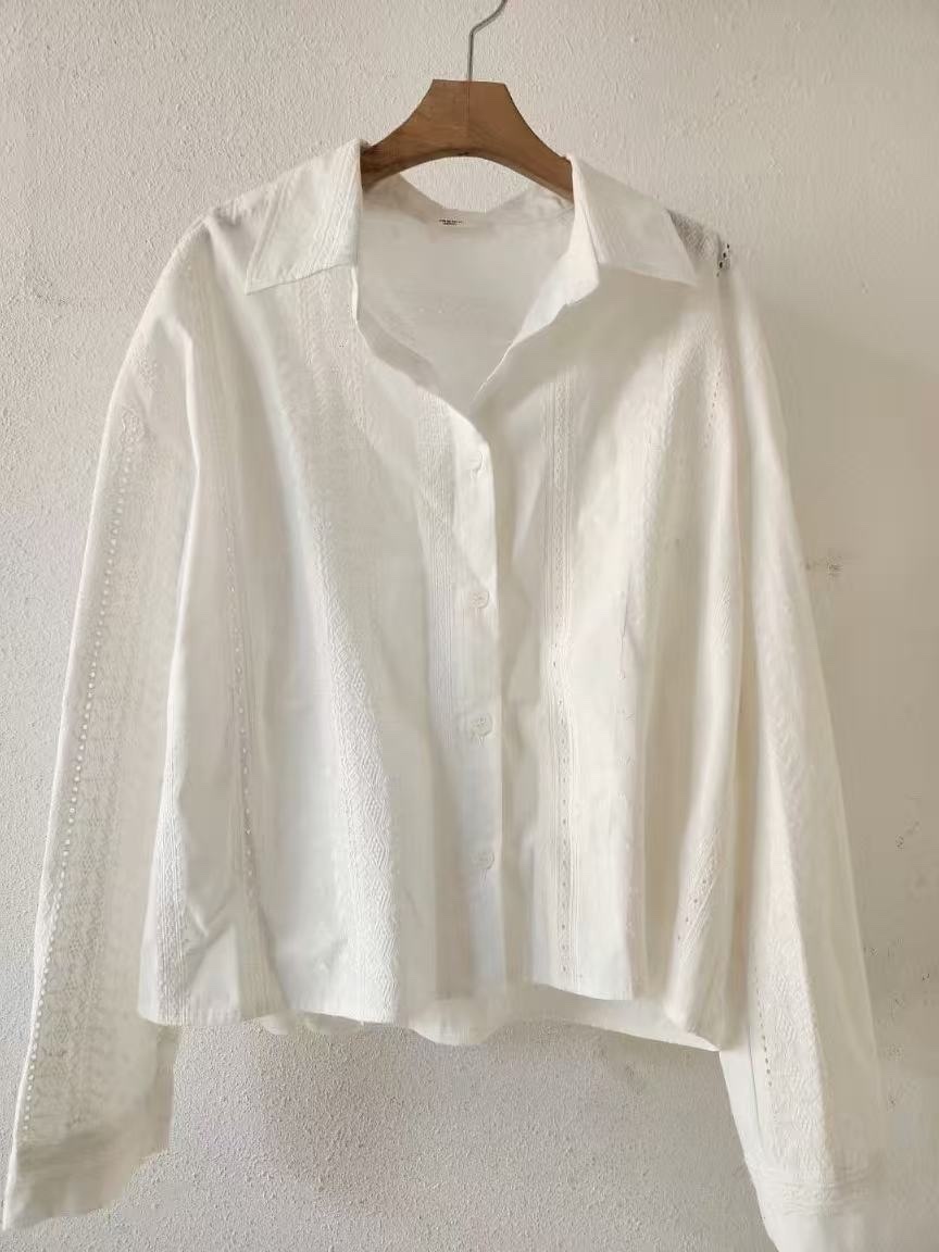 3185 正韓浪漫刺繡緹花襯衫