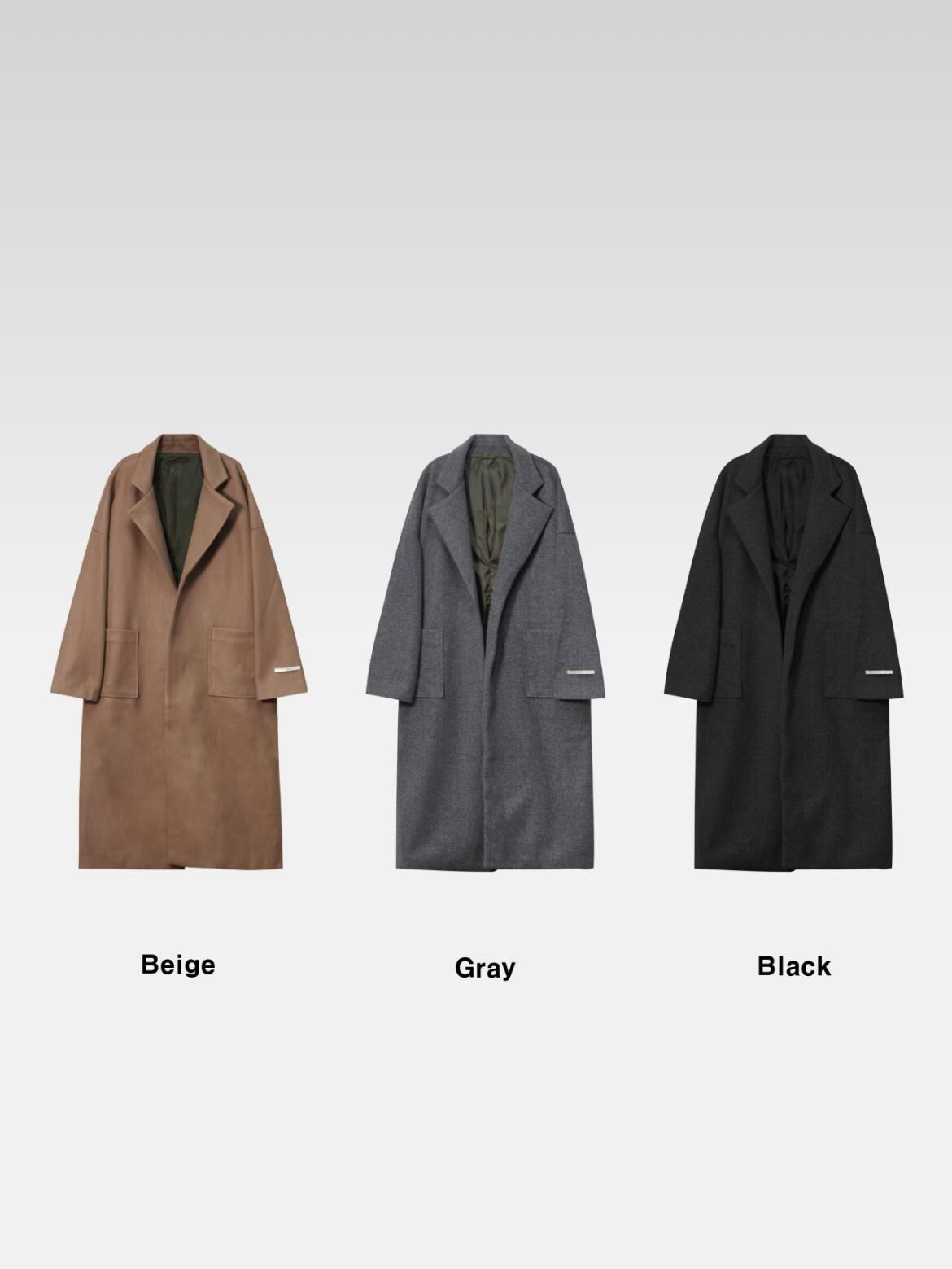 淨色反領開胸連腰帶長褸 D.B.Y.M-072JK