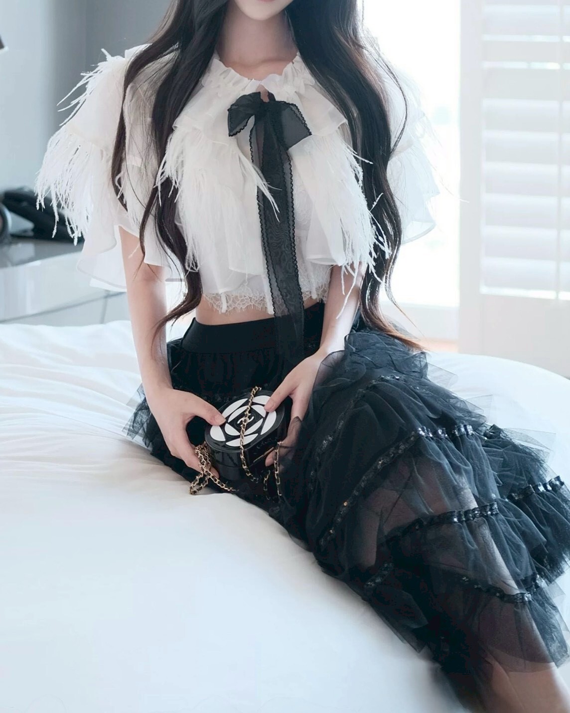 設計師家鴕鳥毛雪紡斗篷(不含背心)