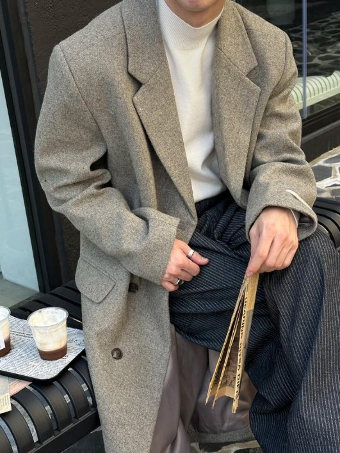 淨色反領開胸長褸 D.B.Y.M-073JK