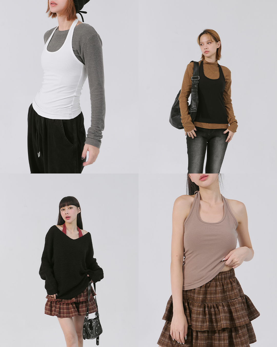 Plain back halter neck vest with straps in four colors (S/M)【01099443】in stock+pre-order