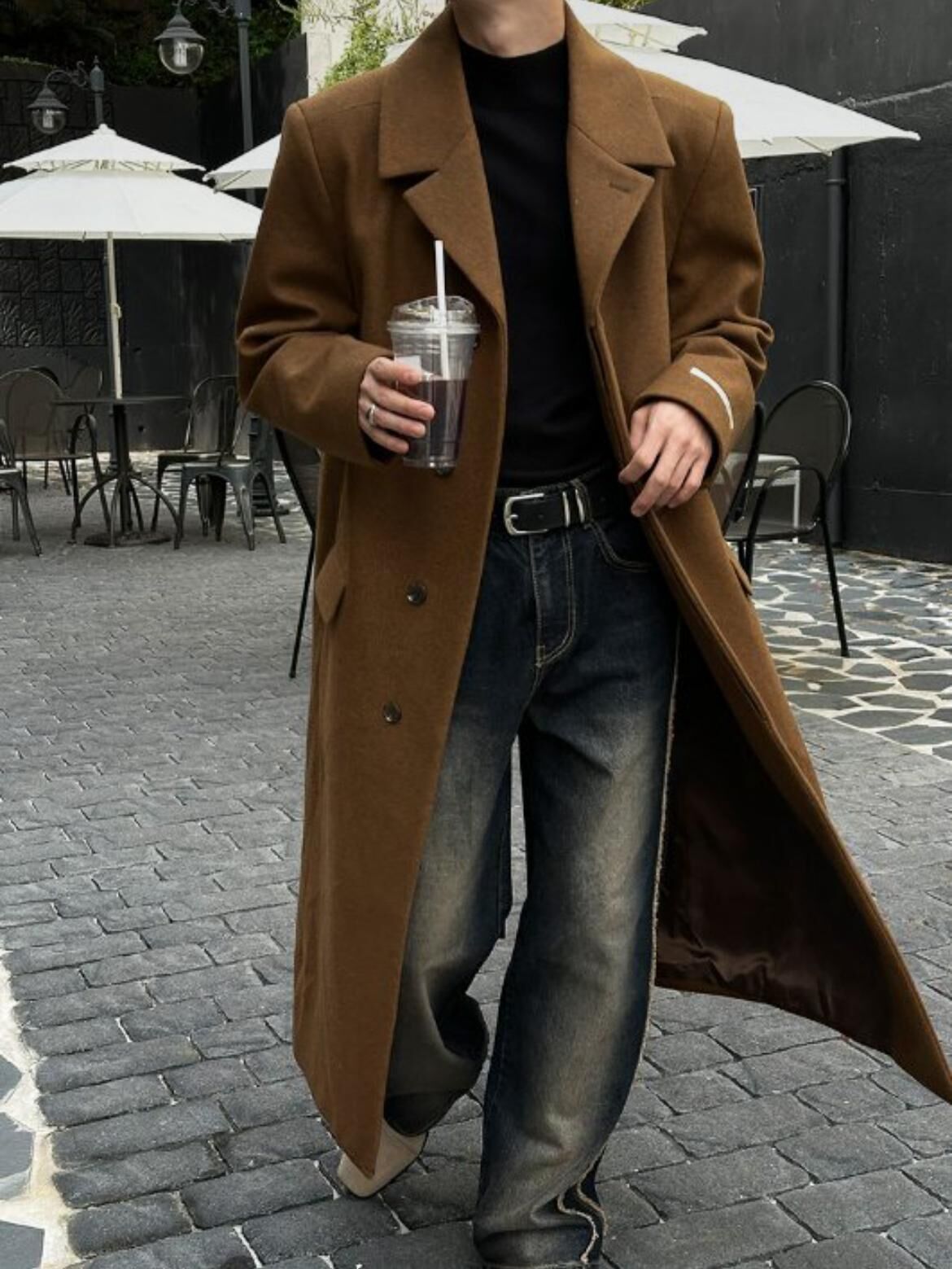 淨色反領開胸長褸 D.B.Y.M-078JK