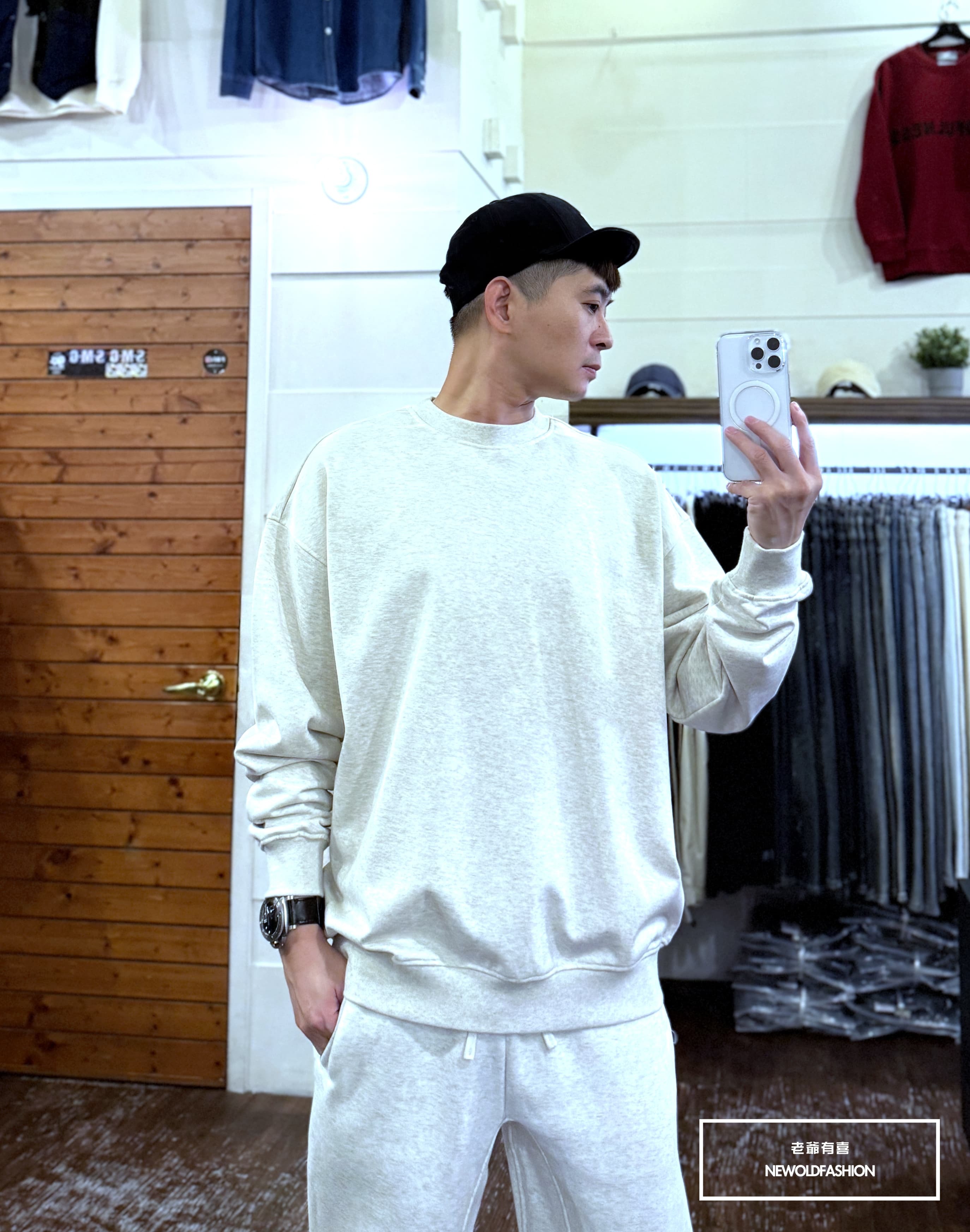 『新品上市』重磅原色素面圓領大學T(NOF2510W0175)-淺灰