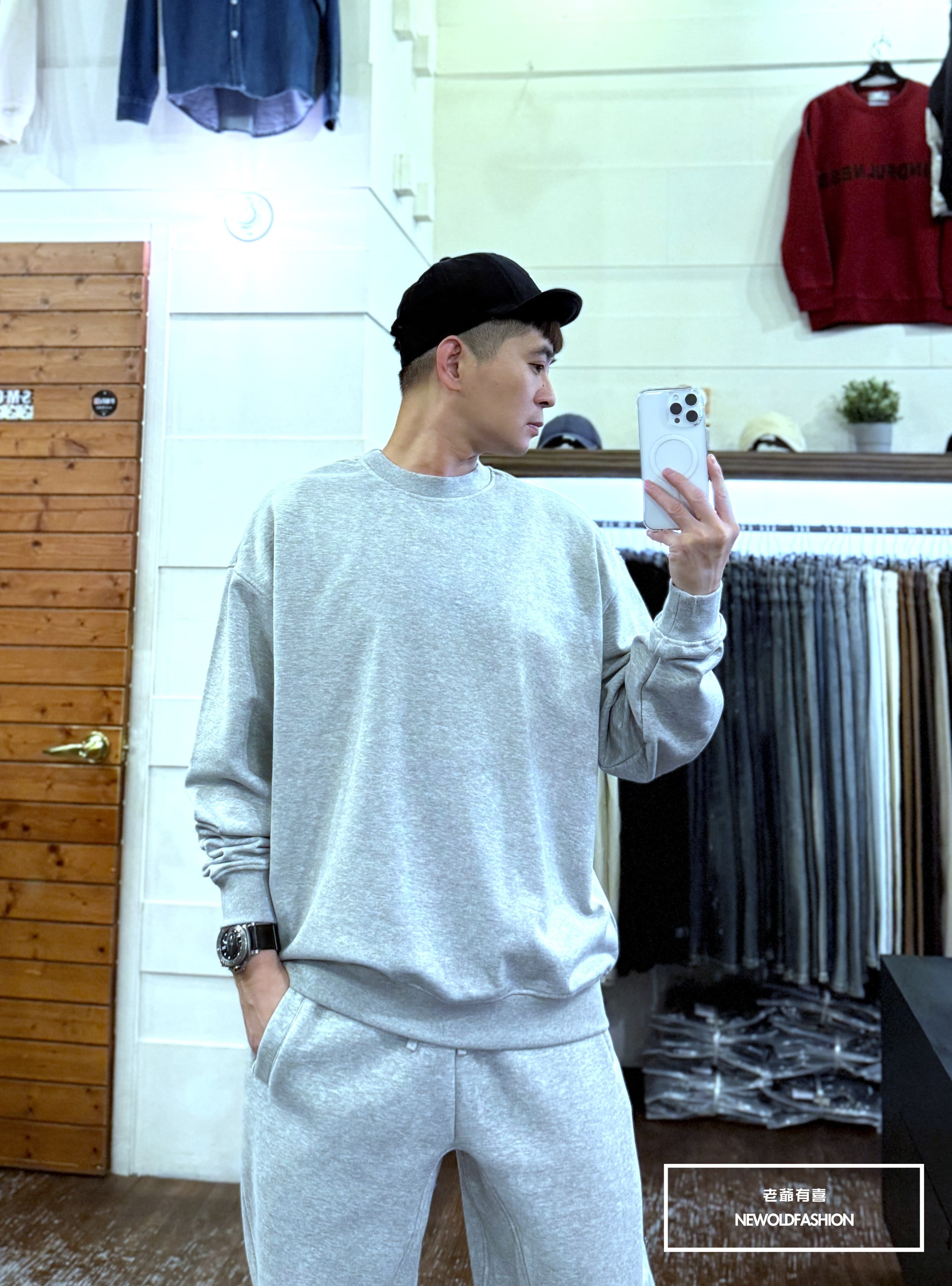 『新品上市』重磅原色素面圓領大學T(NOF2510W0175)-灰