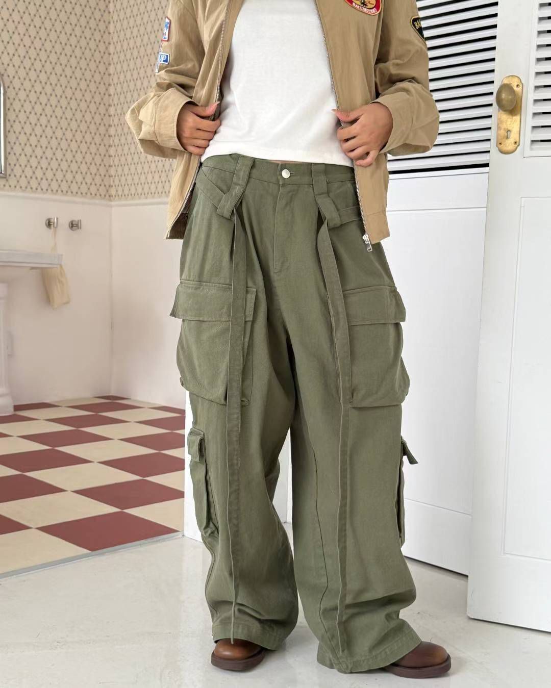 洗水淨色工裝鬆身褲 BALLIN-001P