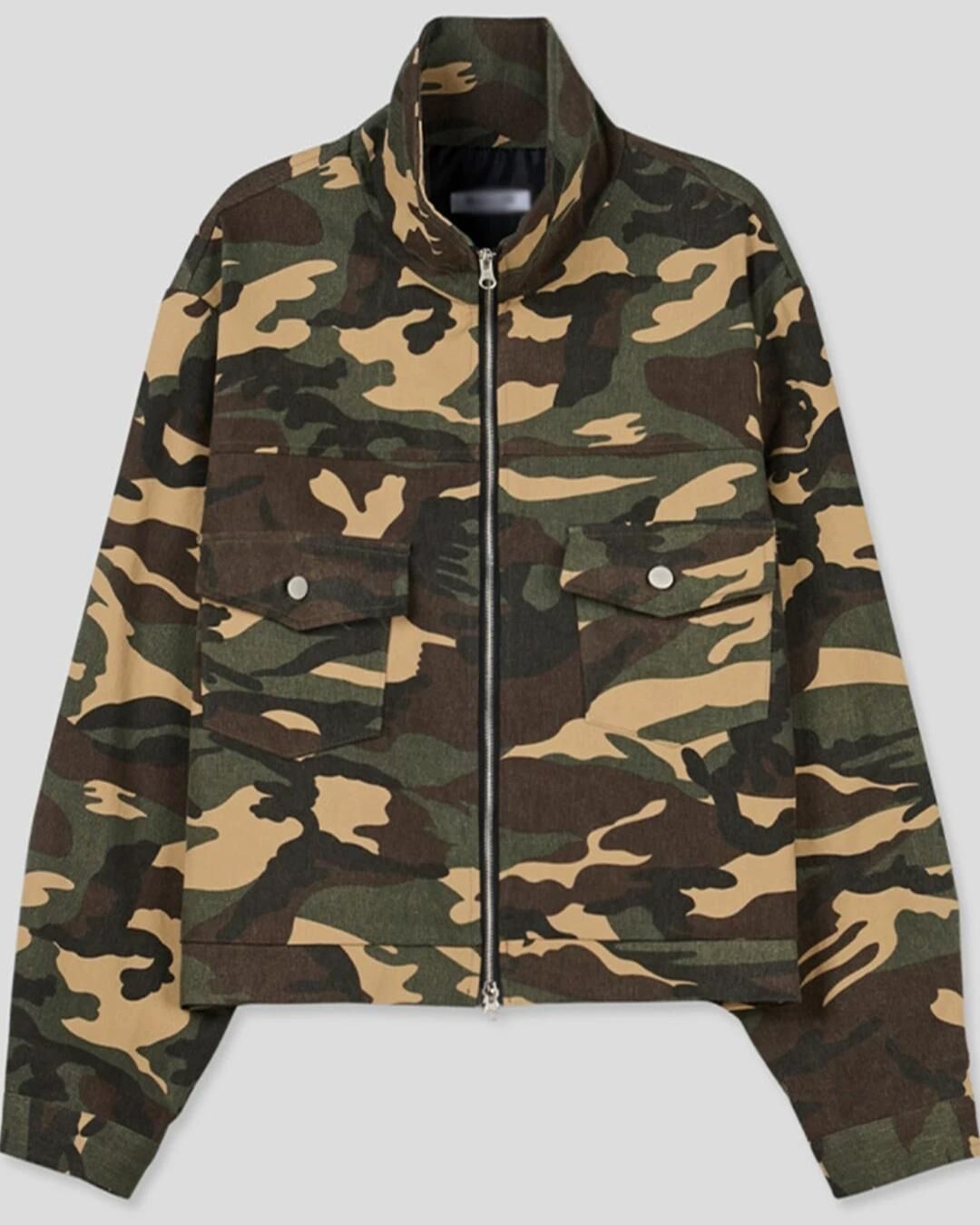 反領圖案迷彩拉鍊外套 BALLIN-003JK