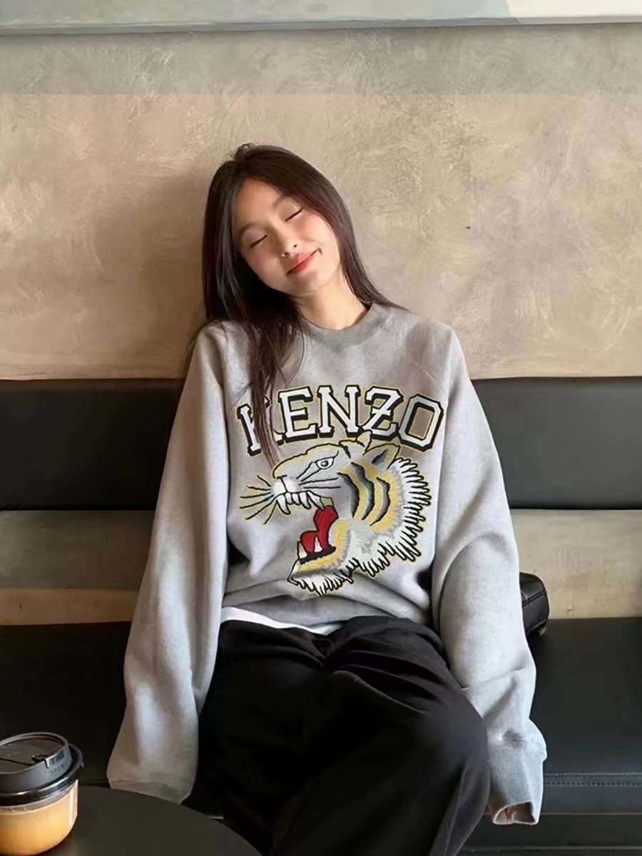 Kenzo Kids 灰色 刺繡虎頭衛衣