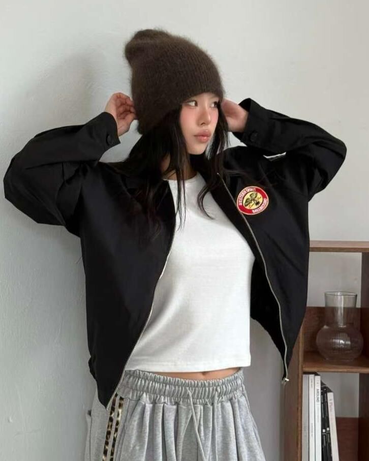 反領圖案拉鍊外套 BALLIN-005JK