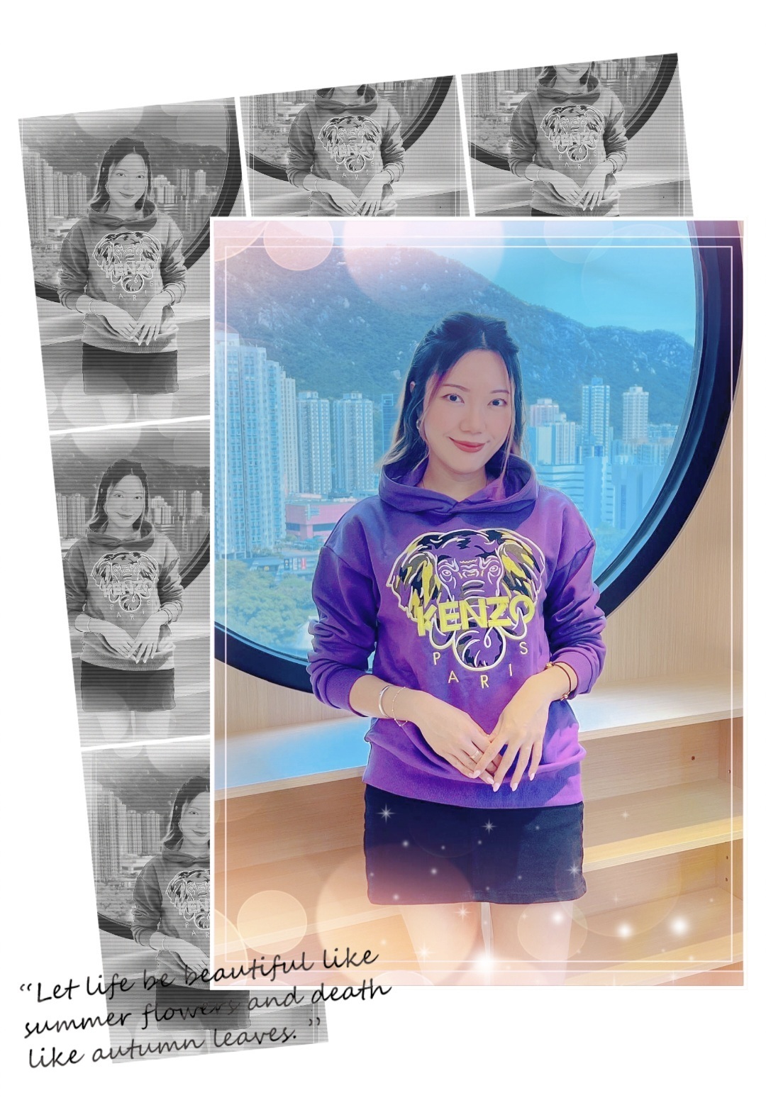 Kenzo Kids 紫色 刺繡大象 有帽衛衣