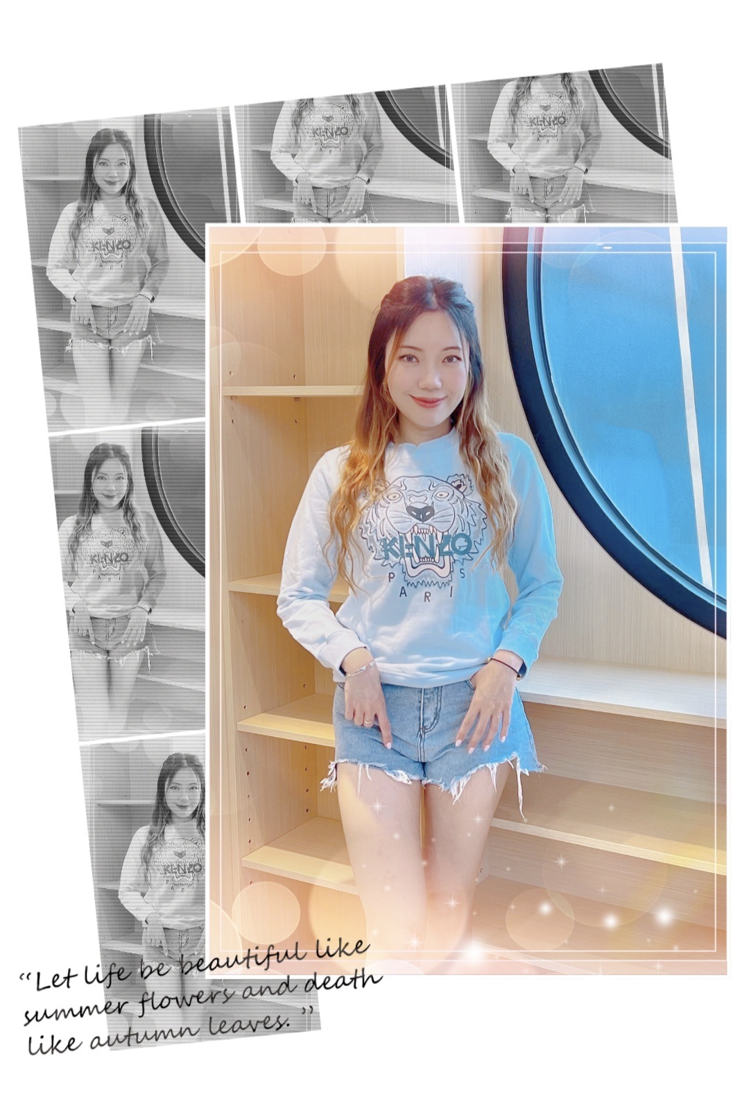 Kenzo Kids 粉藍色 刺繡虎頭 衛衣