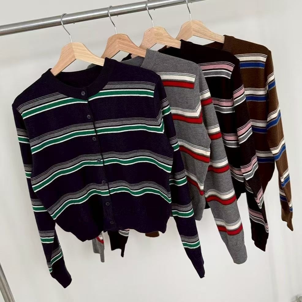 535 質感撞色條紋針織開衫