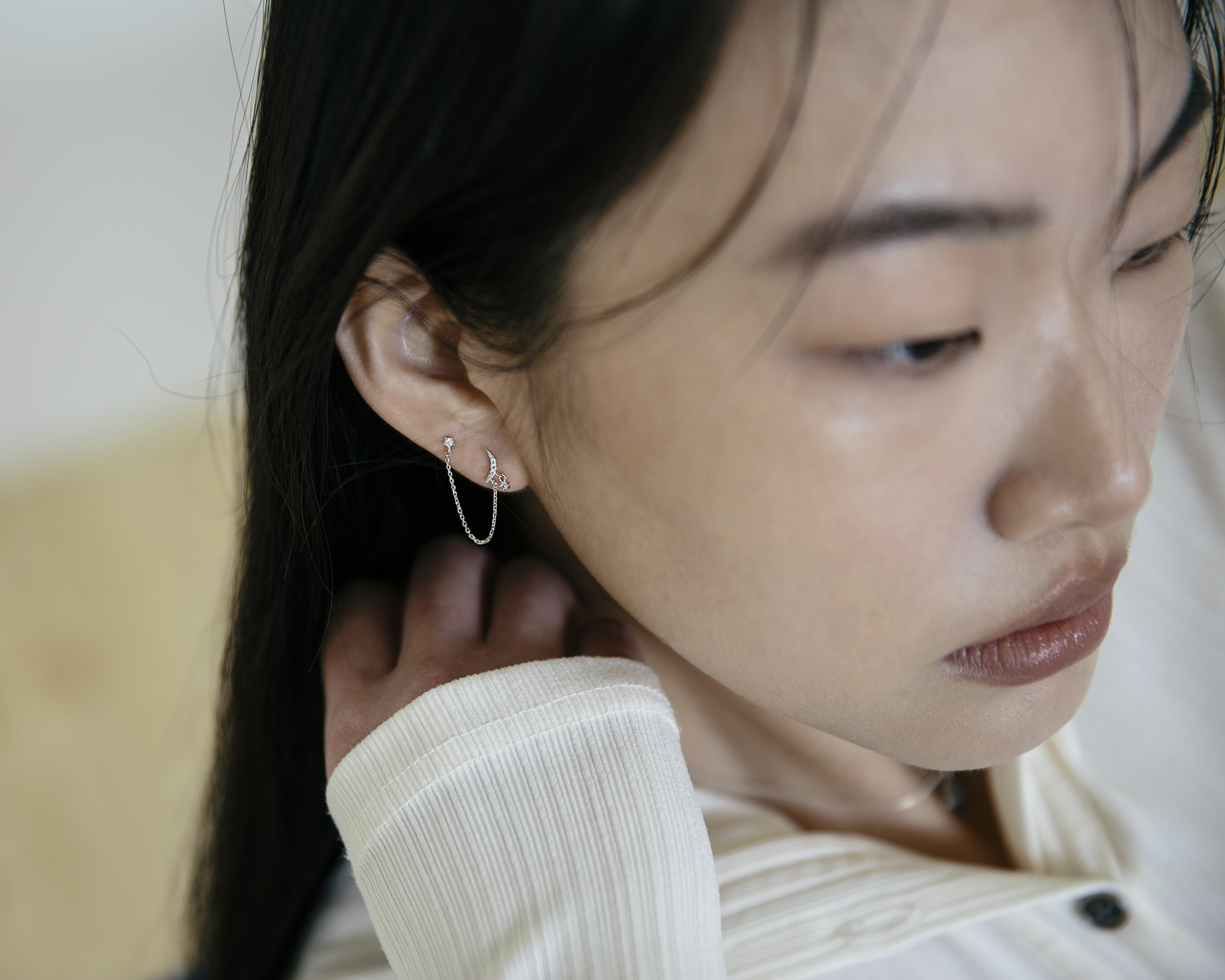 月光連結 單支轉珠耳針