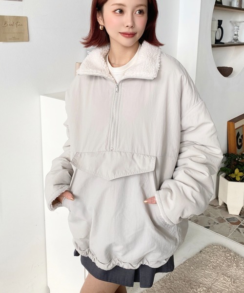 日本🇯🇵連線 Moment+ 尼龍立領半拉鍊防風夾克 抓絨內襯 袋鼠口袋 下擺抽繩 長袖 4色(任買兩件711免運)/預購