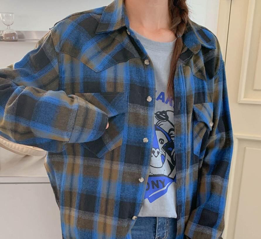 格仔長袖恤衫 S2456