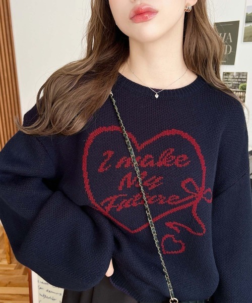 日本🇯🇵連線 Moment+ 心型印花提花針織套頭衫 提花 愛心 心型 針織 針織衫 套頭衫 長袖 6色(任買兩件711免運)/預購