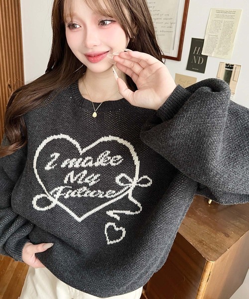 日本🇯🇵連線 Moment+ 心型印花提花針織套頭衫 提花 愛心 心型 針織 針織衫 套頭衫 長袖 6色(任買兩件711免運)/預購
