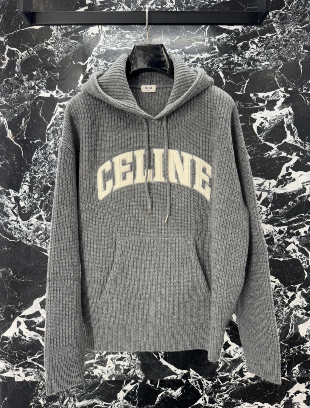 CELINE 字Logo 灰色 針織有帽上衣