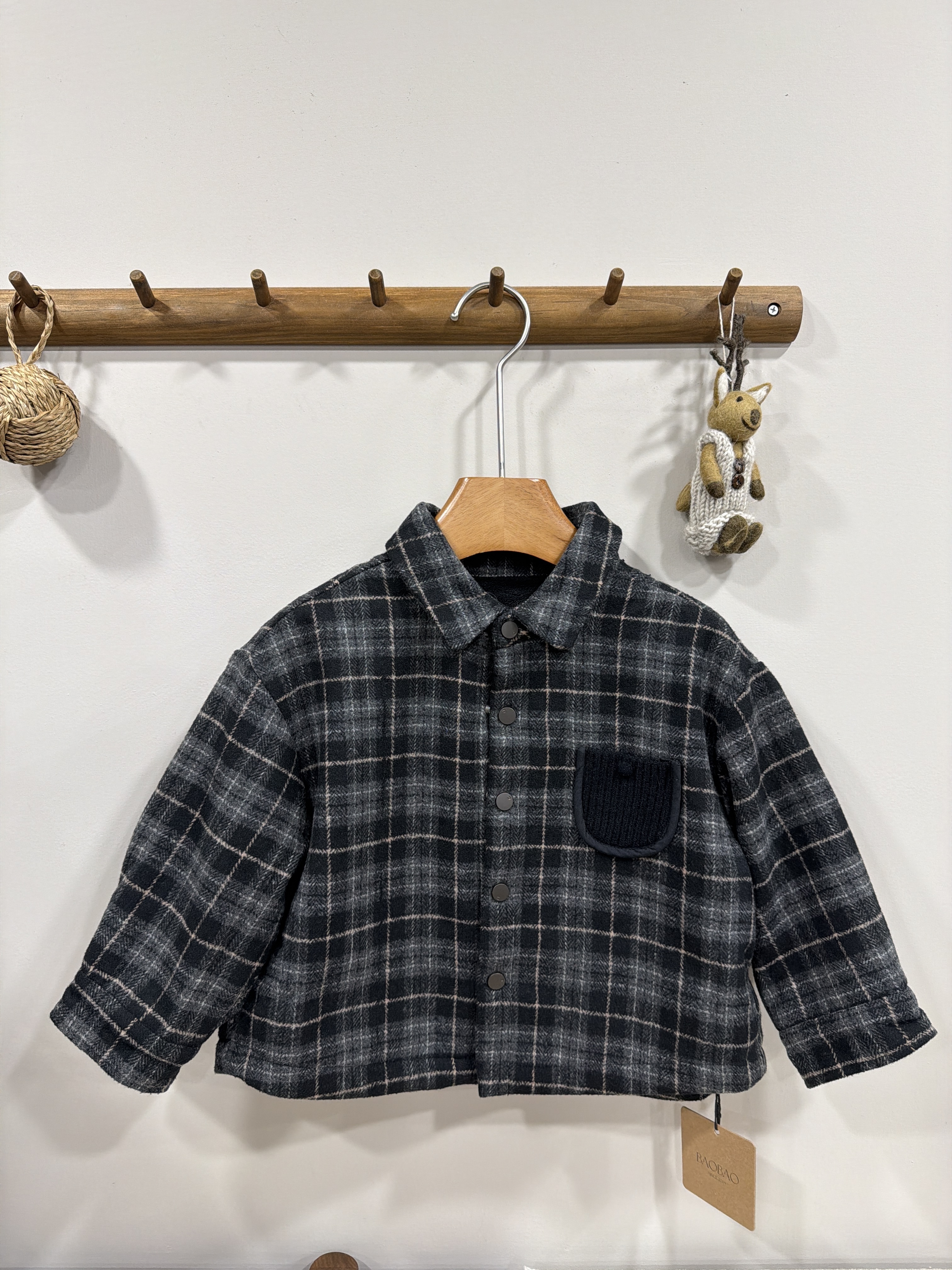 A03302加絨格紋襯衫