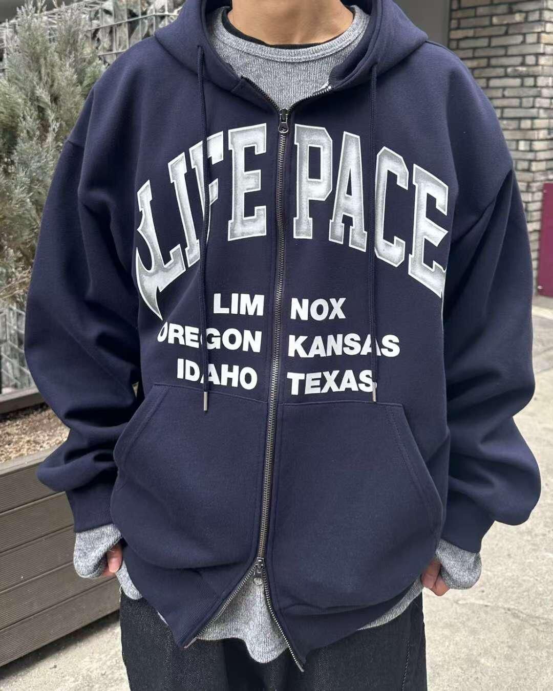 英文字連帽拉鍊外套 JK2642