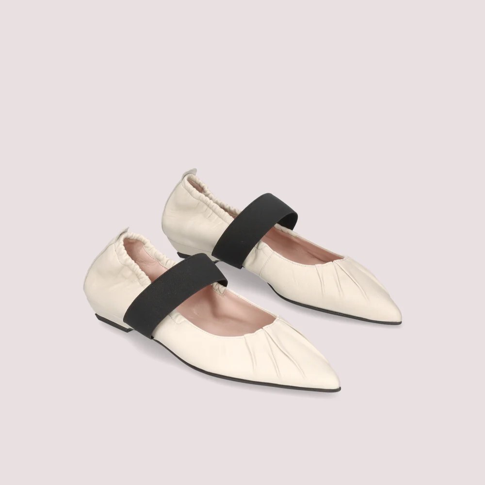 1PB0109-060 [PRETTY BALLERINAS] Kamala Ballet Flats White Leather #51662_A (BR)