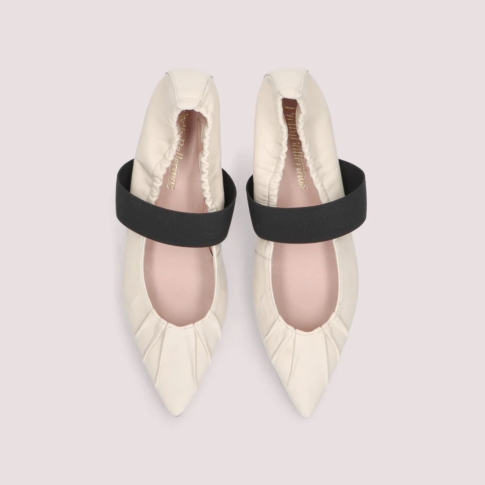 1PB0109-060 [PRETTY BALLERINAS] Kamala Ballet Flats White Leather #51662_A (BR)