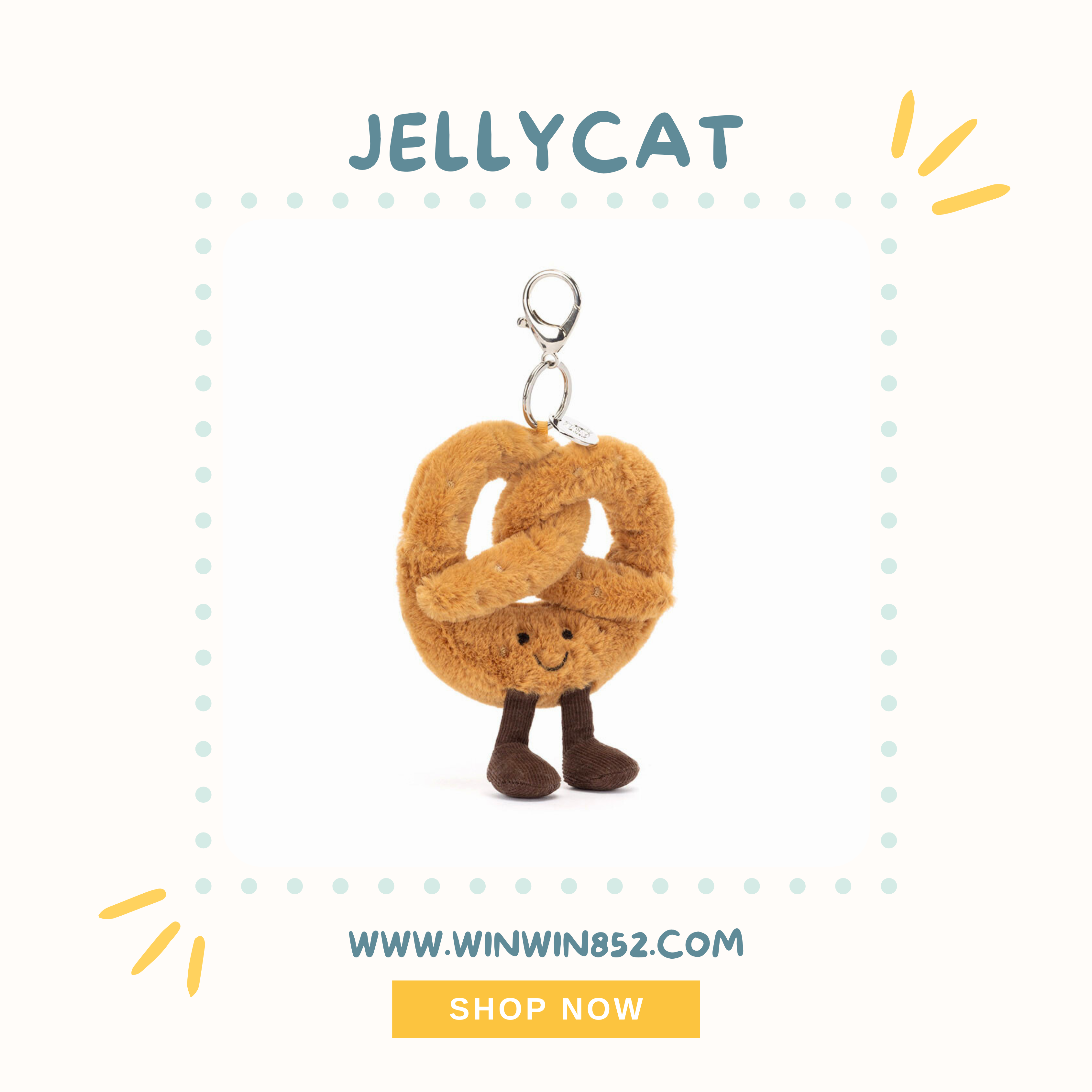 Jellycat Amuseables Pretzel Bag Charm