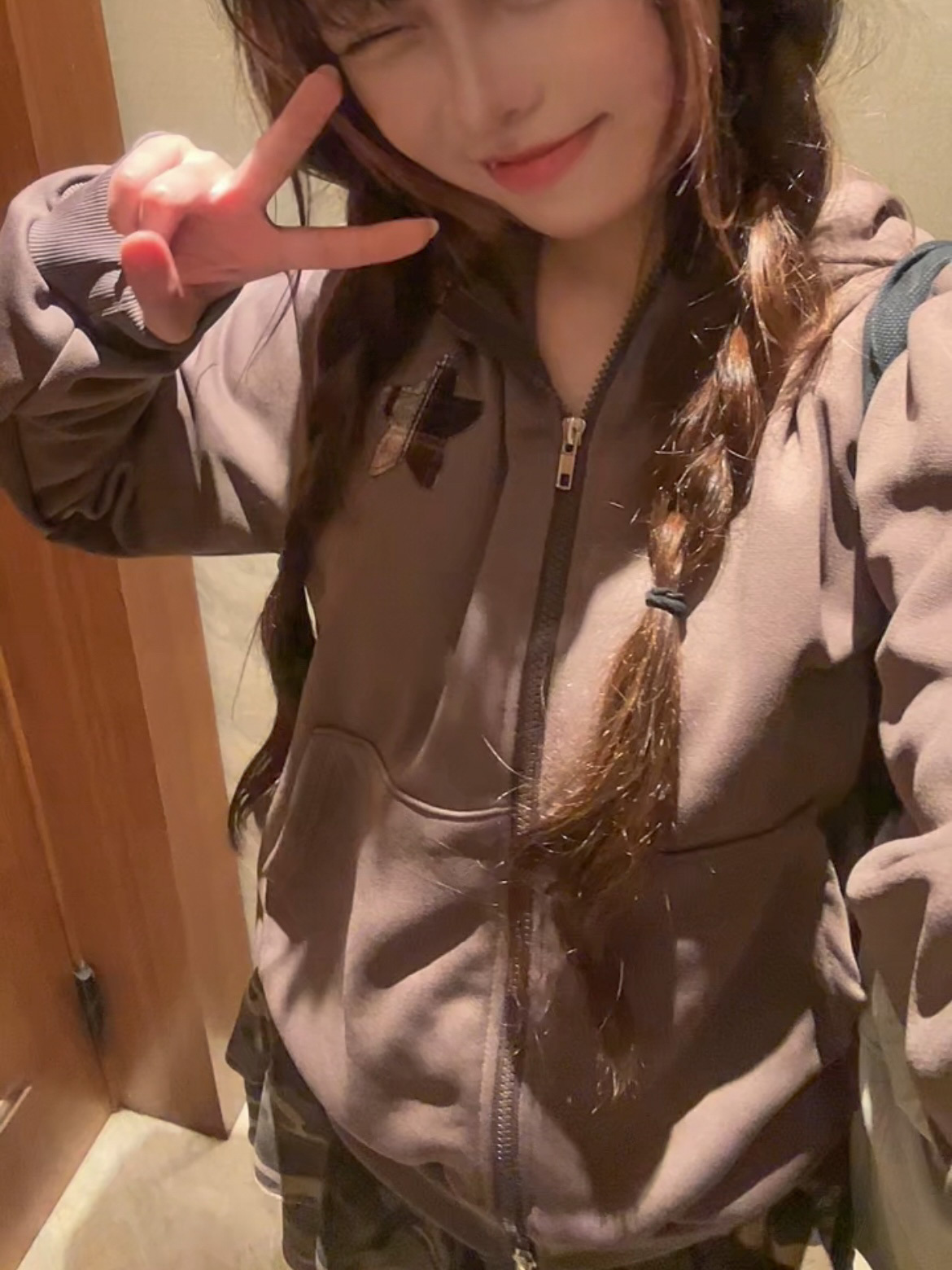 Checkered Inner And Star Zip Hoodie