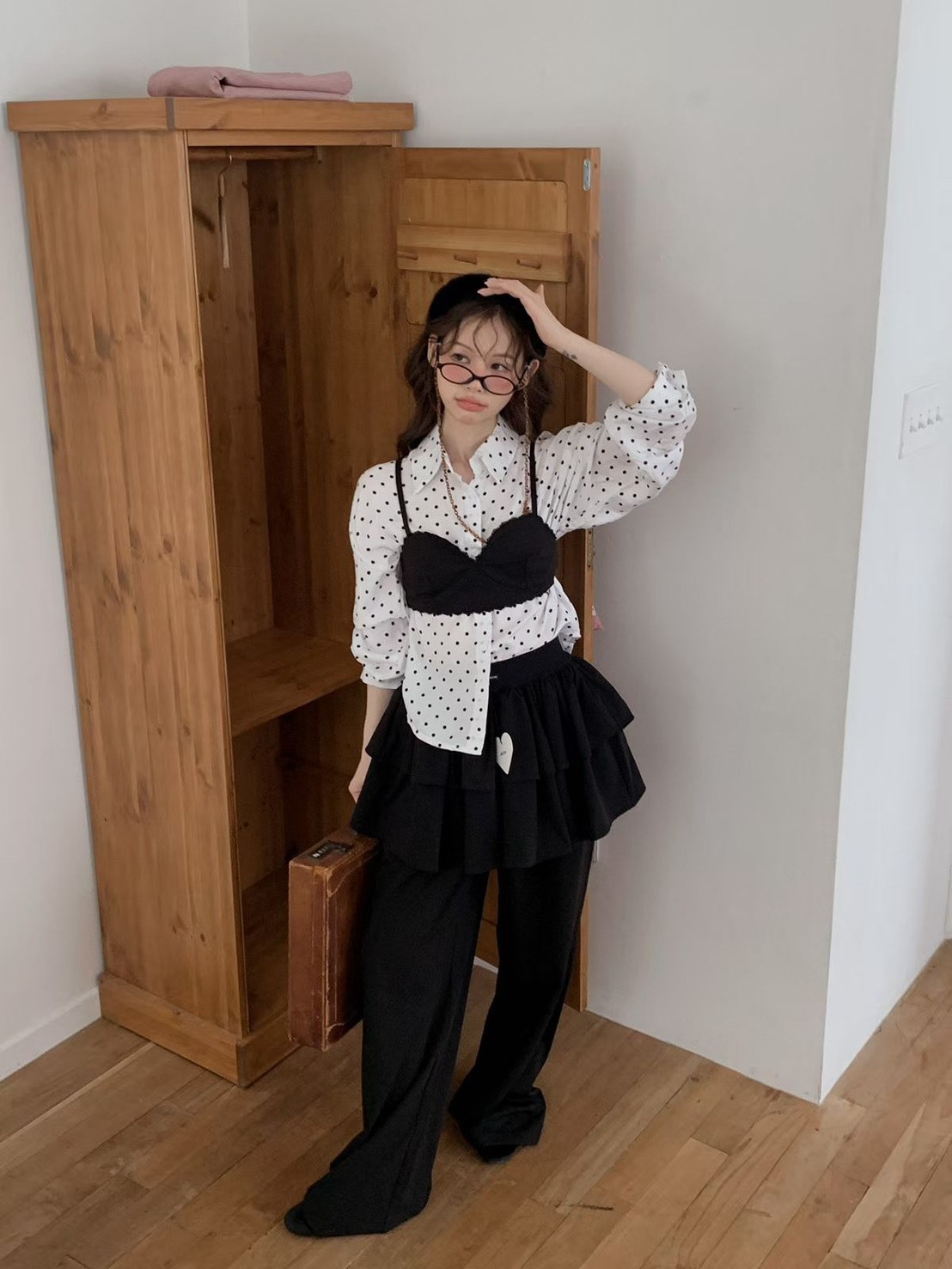 蛋糕裙假兩件休閒長褲