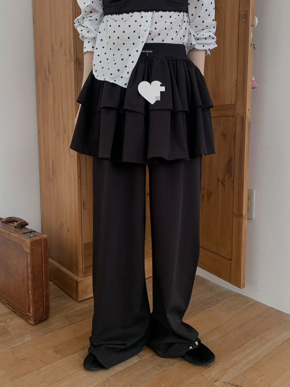 蛋糕裙假兩件休閒長褲