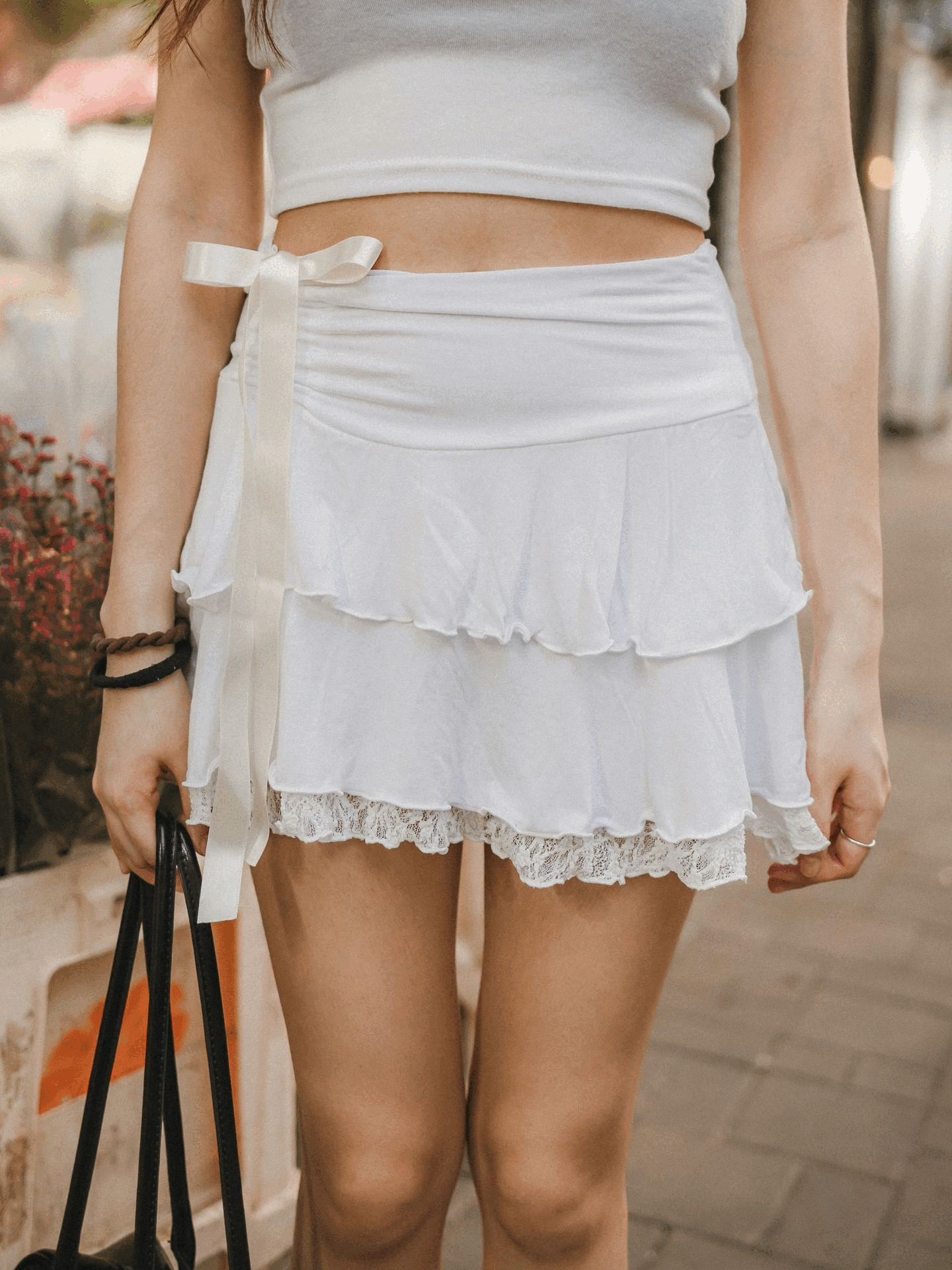 優雅芭蕾綁帶蝴蝶結裙褲