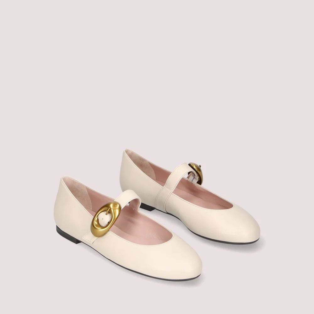 1PB1113-027 PRETTY BALLERINAS Nicole Ballet Flats White Leather Beige #52563_002 (S-K11-E)