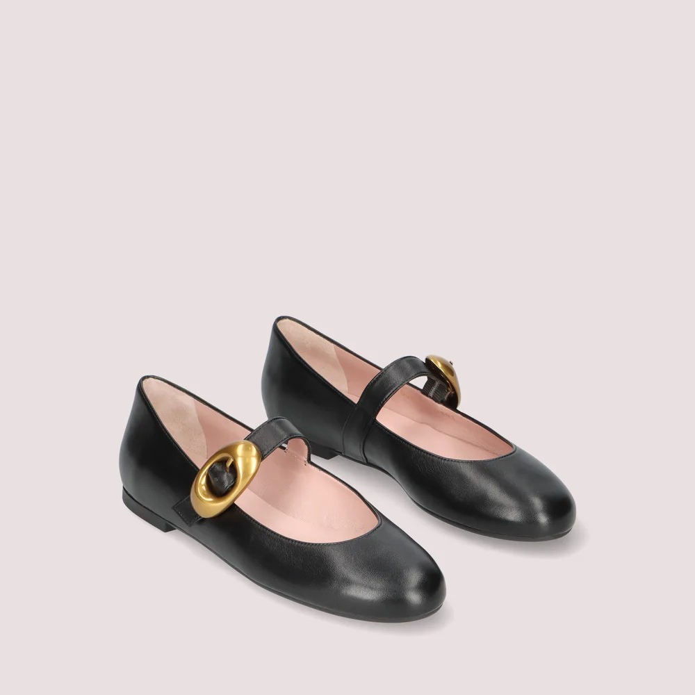 1PB1113-028 PRETTY BALLERINAS Nicole Ballet Flats Black Leather #52563_001 (S-K11-E)
