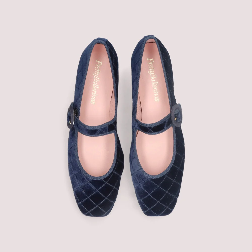 1PB0109-001 [PRETTY BALLERINAS] Camille Blue Fabric Ballet Flats #51604_009 (BR)
