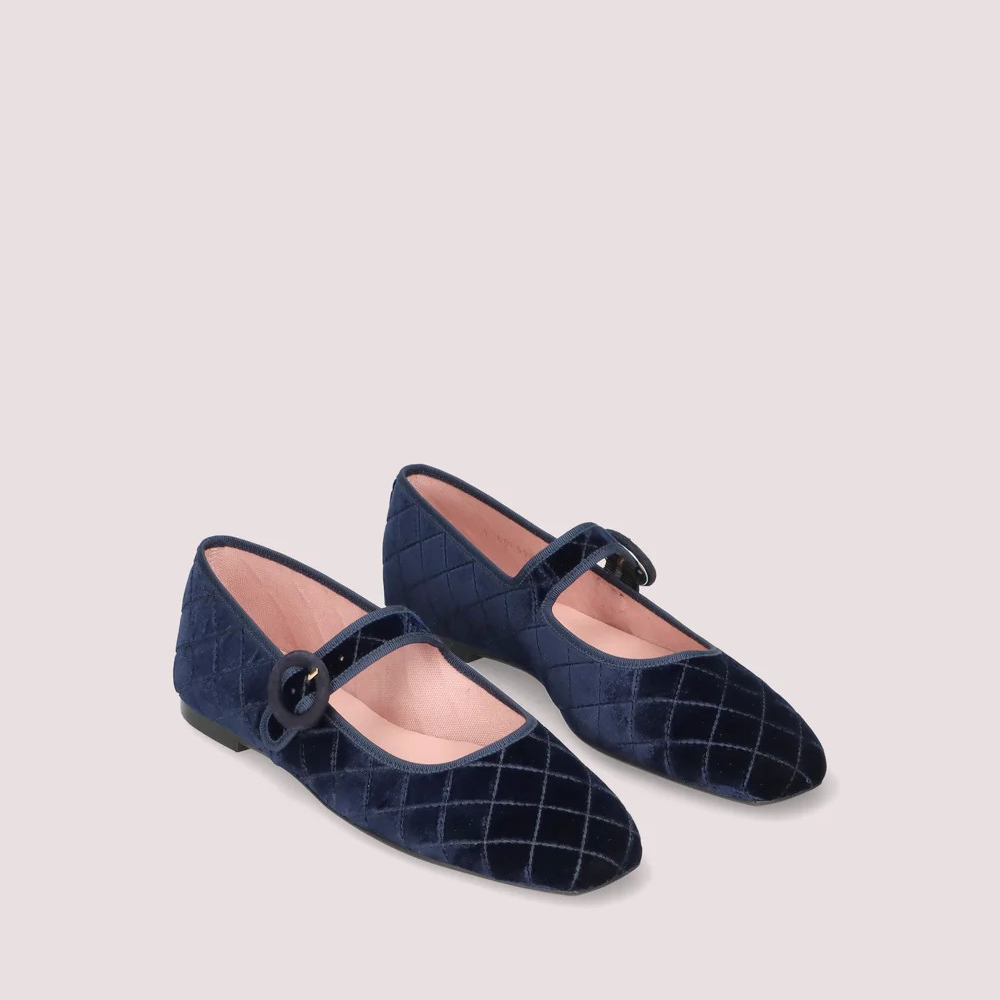 1PB0109-001 [PRETTY BALLERINAS] Camille Blue Fabric Ballet Flats #51604_009 (BR)