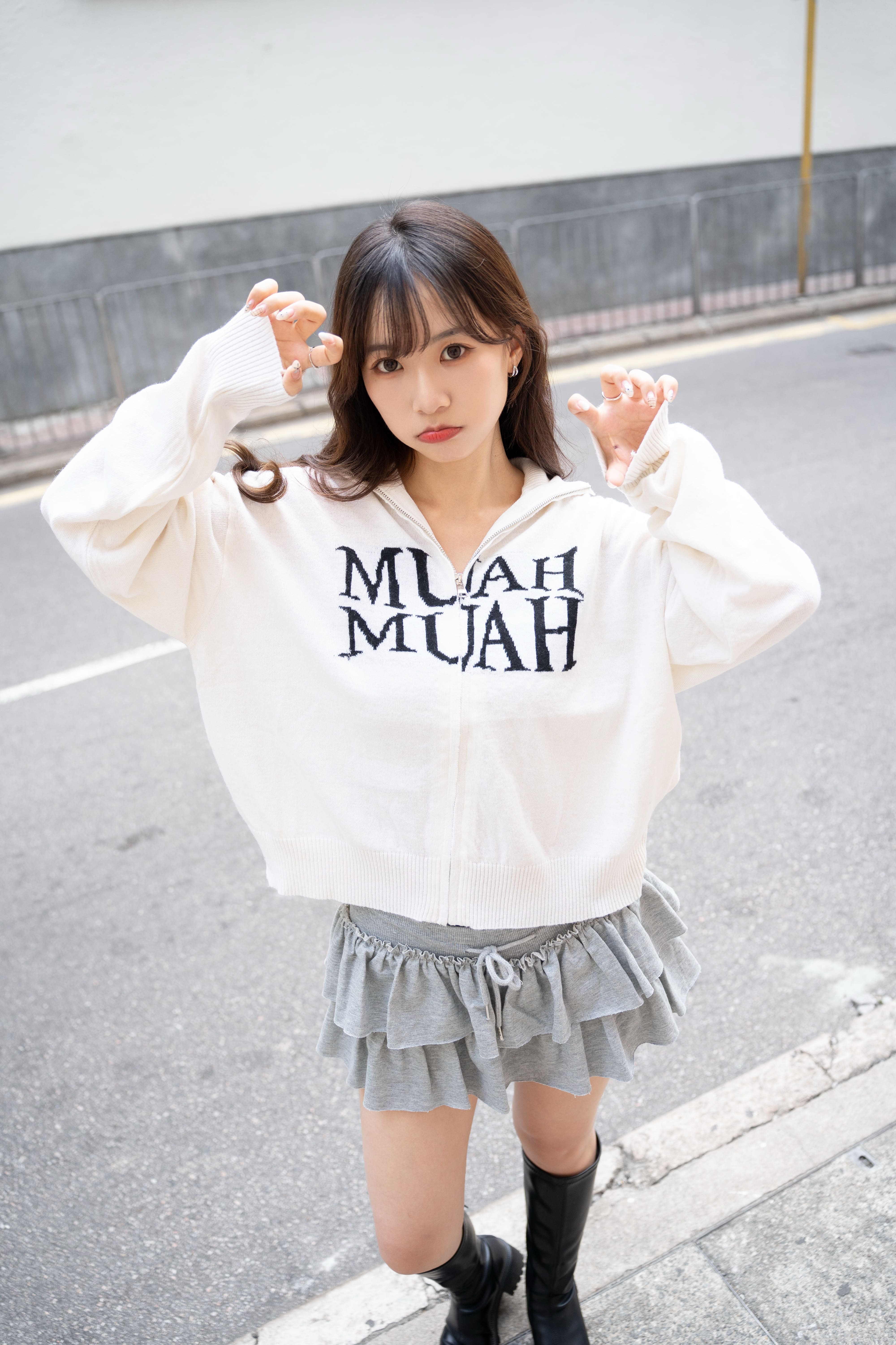 韓網熱賣！Muahmuah Zip-up Knit Cardigan