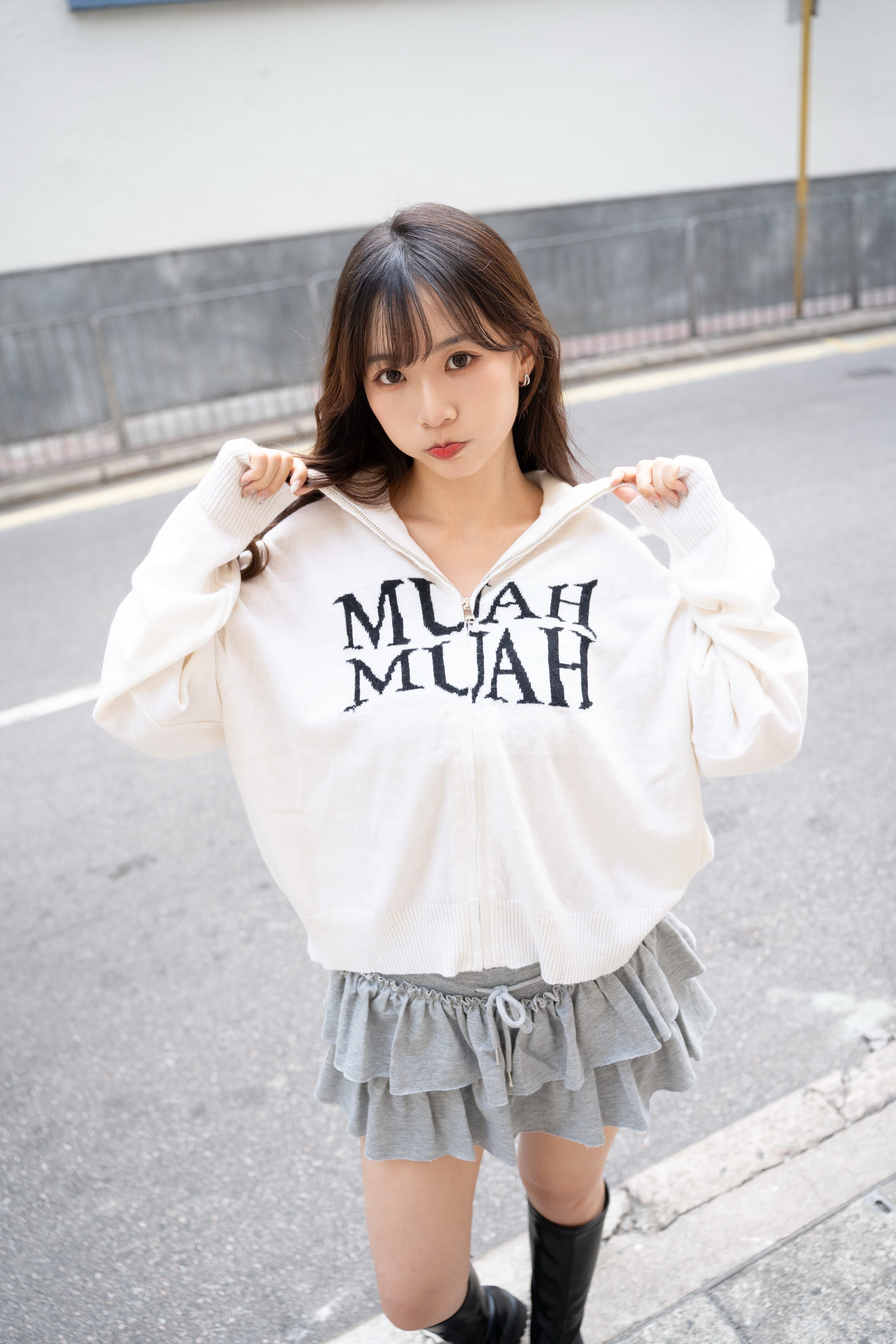 韓網熱賣！Muahmuah Zip-up Knit Cardigan