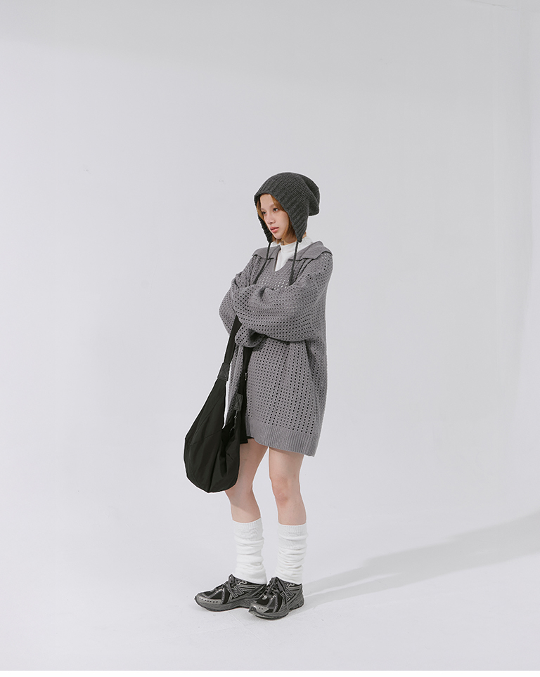 Wool tie knitted beanie, two colors available【07020981】in stock+pre-order