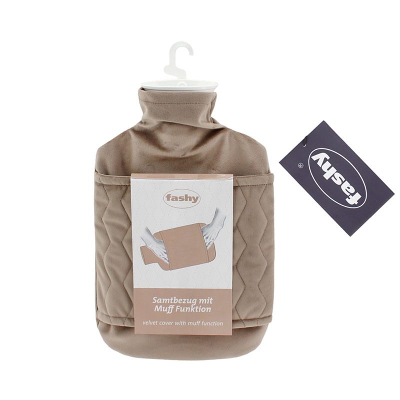 德國Fashy 2L暖水袋-絎縫外套-暖手套-淺棕色