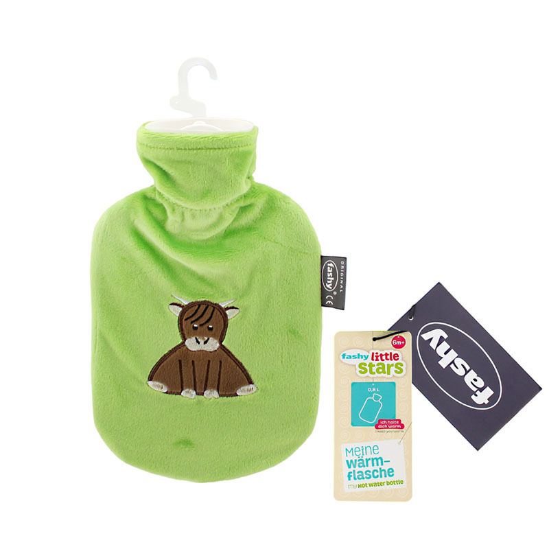 德國Fashy 0.8L暖水袋-抓毛套-綠"水牛"
