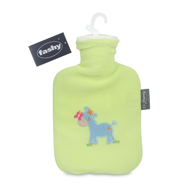 德國Fashy 0.8L暖水袋-抓毛套-淺綠"驢子"