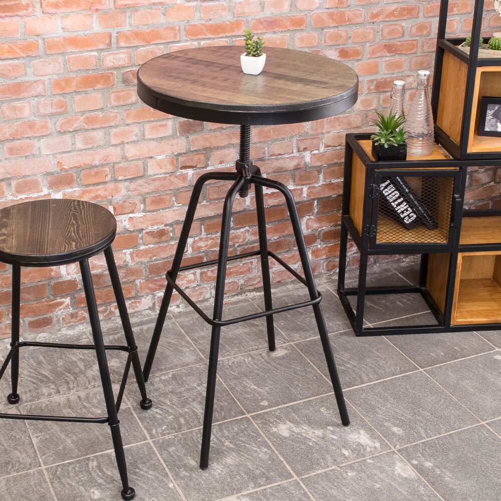 伯恩1.8尺工業風旋轉升降桌/高吧台桌