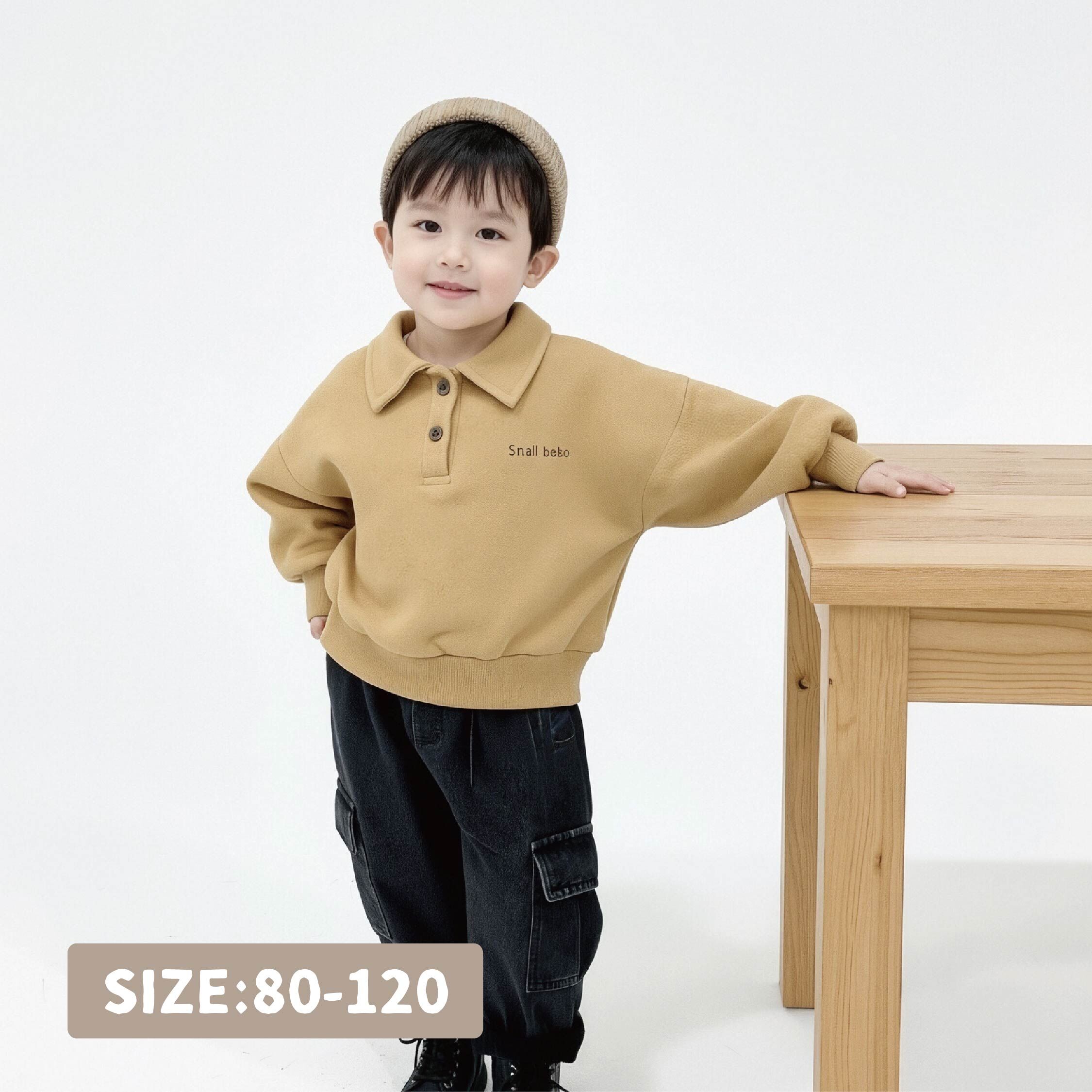 【H35201】無印簡約字母翻領上衣